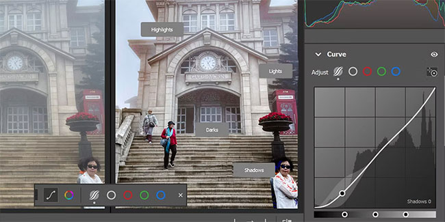 عناصر منحنى مختلفة في Camera Raw Filter